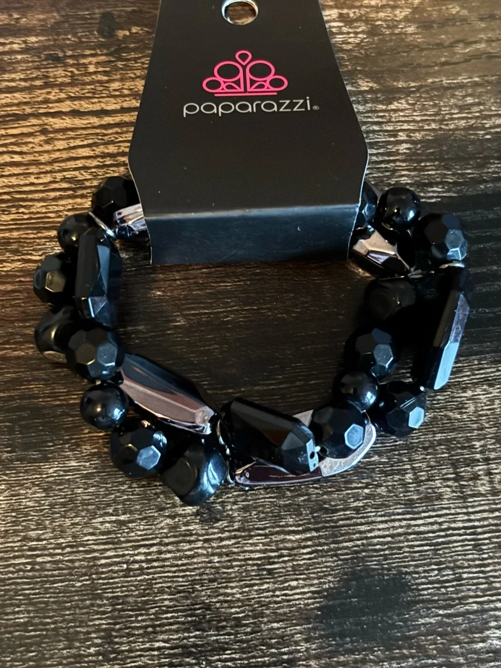 Paparazzi Luxe Jet Black Faceted Beaded Bracelet